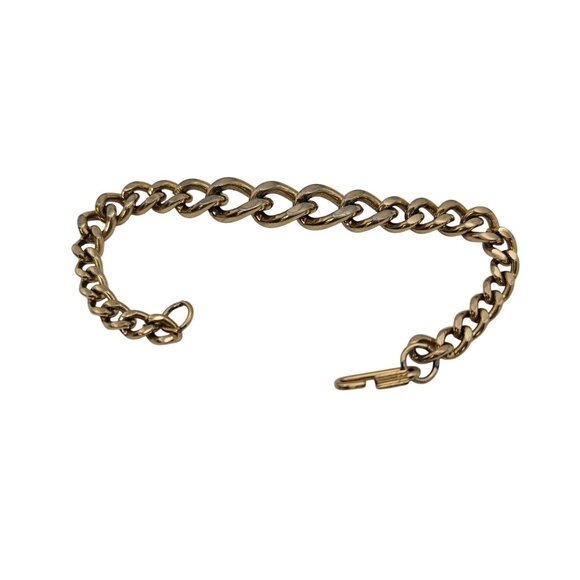 VTG Gold Toned Cuban Chain Link Wristlet Bracelet Classy Elegant Business Casual - Picture 8 of 15